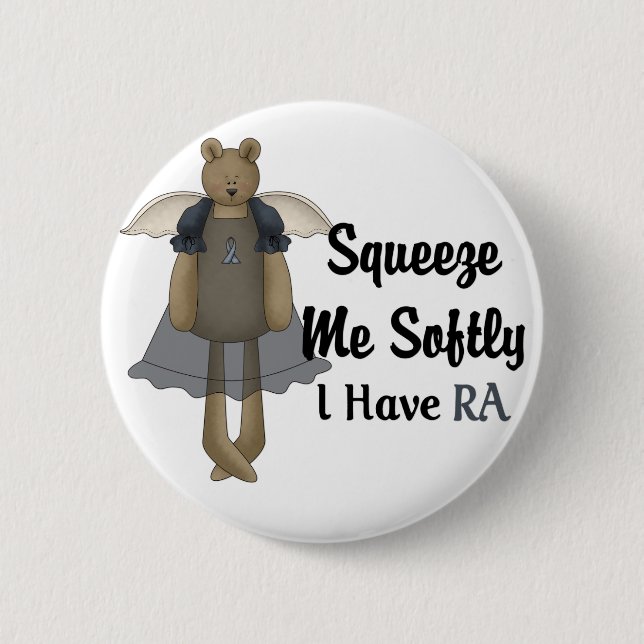 Bóton Redondo 5.08cm Urso do anjo da fita azul:: Esprema-me macia (Frente)