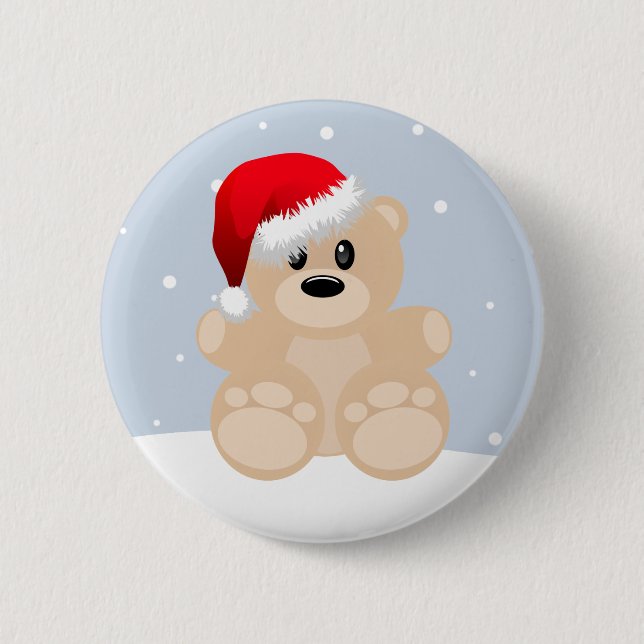 Bóton Redondo 5.08cm Urso do Natal (Frente)