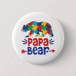 Bóton Redondo 5.08cm Urso do Papa Pai Autismo