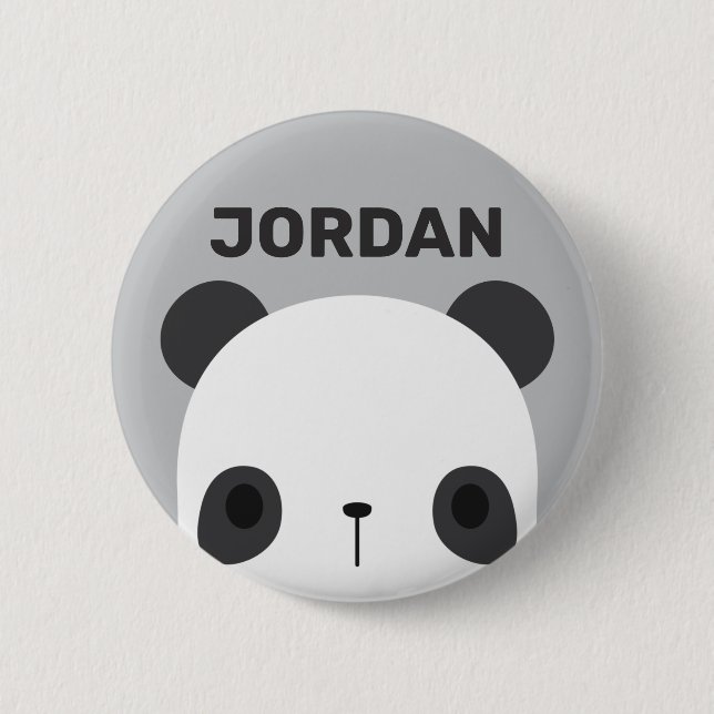 Bóton Redondo 5.08cm Urso Panda Bonito com Nome Personalizado (Frente)