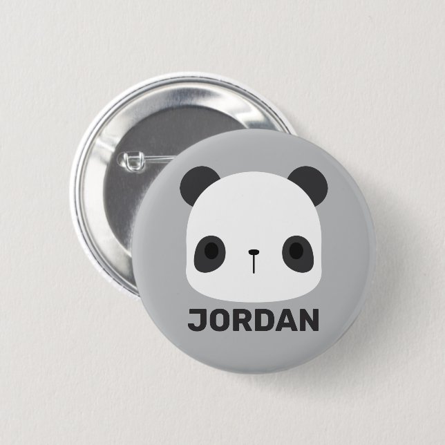 Bóton Redondo 5.08cm Urso Panda Bonito com Nome Personalizado (Frente & Verso)