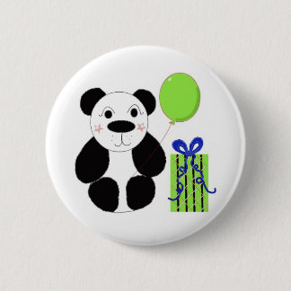 Bóton Redondo 5.08cm Urso Panda com Balão Verde