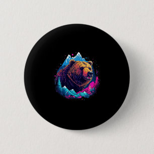 Bóton Redondo 5.08cm Urso pardo ar livre natureza alasca caça caminhada