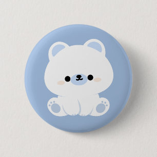 Bóton Redondo 5.08cm Urso Polar Bonito