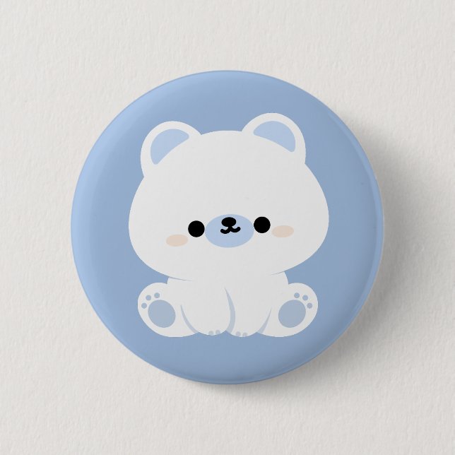 Bóton Redondo 5.08cm Urso Polar Bonito (Frente)