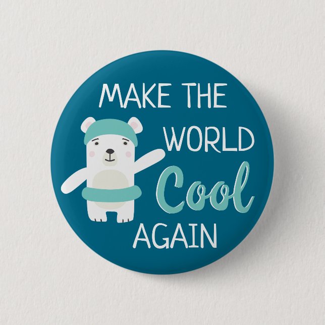 Bóton Redondo 5.08cm Urso polar com anel de natação pára o aquecimento  (Frente)