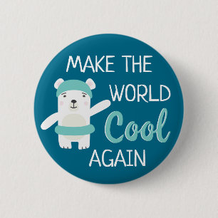 Bóton Redondo 5.08cm Urso polar com anel de natação pára o aquecimento 