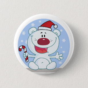 Bóton Redondo 5.08cm Urso Polar Com Camisetas De Feriado De Canas De Ca