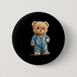 Bóton Redondo 5.08cm Urso Teddy Sonolento Em Pijamas Confortáveis Para