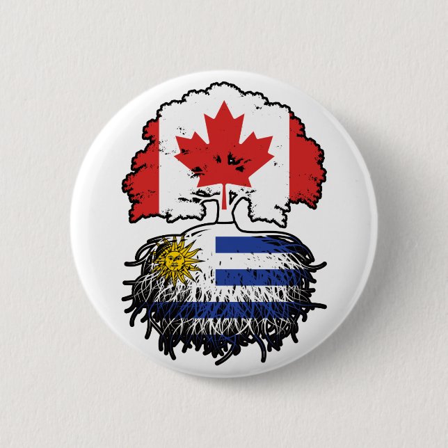 Bóton Redondo 5.08cm Uruguai Canadense Canadense Canadá Raízes da Árvor (Frente)