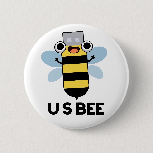 Bóton Redondo 5.08cm US Bee Funny USB Technical Pun (Frente)