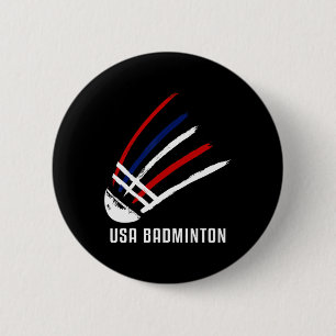 Bóton Redondo 5.08cm Usa Badminton Shuttle Red White Blue