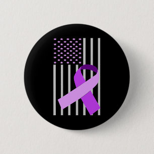 Bóton Redondo 5.08cm USA Flag Alzheimer Ribbon Alzheimer Disease Awaren