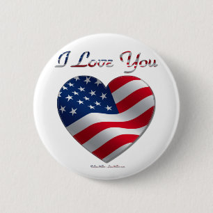 Bóton Redondo 5.08cm USA Flag Heart I Love You