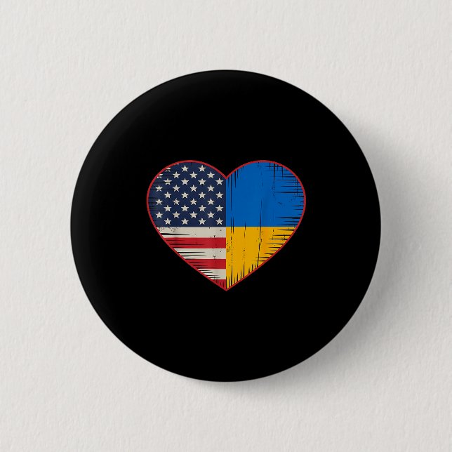 Bóton Redondo 5.08cm Usa Ukraine Heart - Dual Citizenship  (Frente)