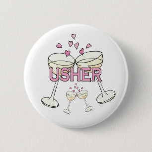 Bóton Redondo 5.08cm Usher que Wedding botões da identificação