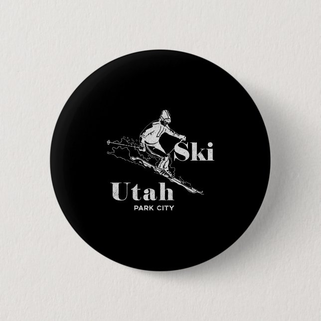 Bóton Redondo 5.08cm Utah Skiing Park City Long Sleeve Ski Tee (Frente)