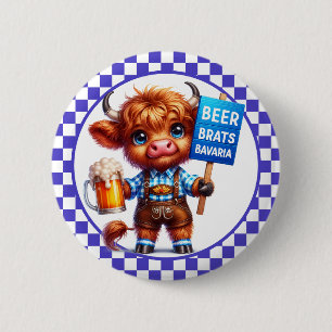 Bóton Redondo 5.08cm Vaca das Terras Altas do Oktoberfest