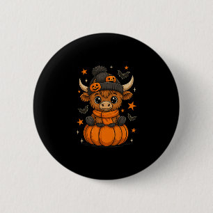 Bóton Redondo 5.08cm Vaca de Halloween Retro Abóbora Vaca de Outono Dia