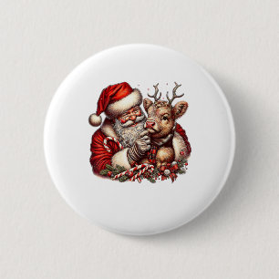 Bóton Redondo 5.08cm Vaca De Vinho Da Terra De Natal Com Papais noeis E