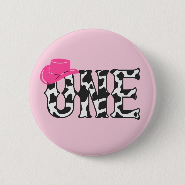 Bóton Redondo 5.08cm Vaca Impressão de Vaca Que Primeira Festa primeiro (Frente)