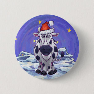 Bóton Redondo 5.08cm Vaca Natal