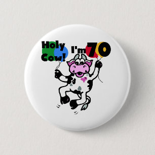Bóton Redondo 5.08cm Vaca santamente eu sou 70 camisetas e presentes