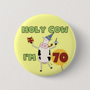 Bóton Redondo 5.08cm Vaca santamente eu sou 70 camisetas e presentes do