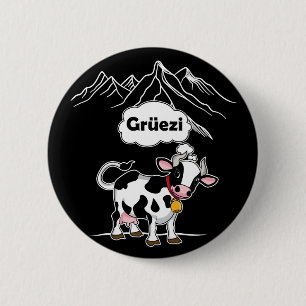 Bóton Redondo 5.08cm Vaca suíça - Grüezi - Viagem de Suiça
