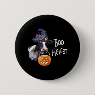 Bóton Redondo 5.08cm Vaca Vaca De Boo Heifer Para O Halloween