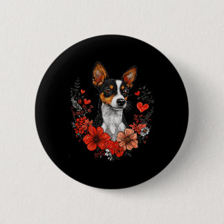 Bóton Redondo 5.08cm Valentine's Day Rat Terrier Dog 