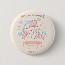 Bóton Redondo 5.08cm Vamos pulando crianças unicórnios pulando