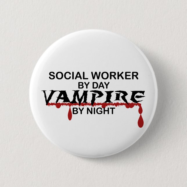 Bóton Redondo 5.08cm Vampiro do assistente social em a noite (Frente)