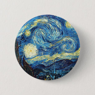 Bóton Redondo 5.08cm Van Gogh a arte 1889 do vintage da noite estrelado