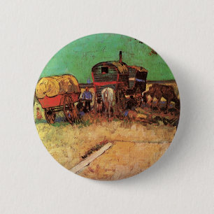 Bóton Redondo 5.08cm Van Gogh; Acampamento dos ciganos com caravana