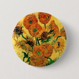 Bóton Redondo 5.08cm Van Gogh - Natureza-morta com Vaso e Quinze Girass