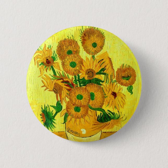 Bóton Redondo 5.08cm Van Gogh Sunflower (Frente)