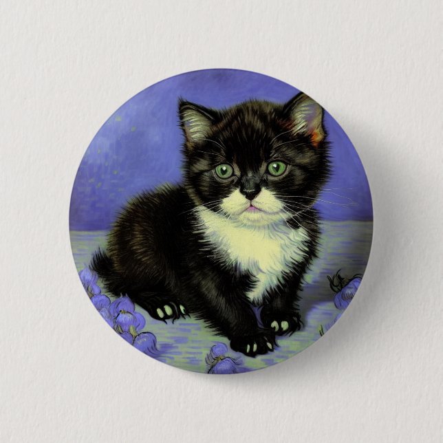 Bóton Redondo 5.08cm Van Gogh Tuxedo Kitten (Frente)