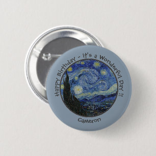 Bóton Redondo 5.08cm van Gogh's The Starry Night Party Items Collection
