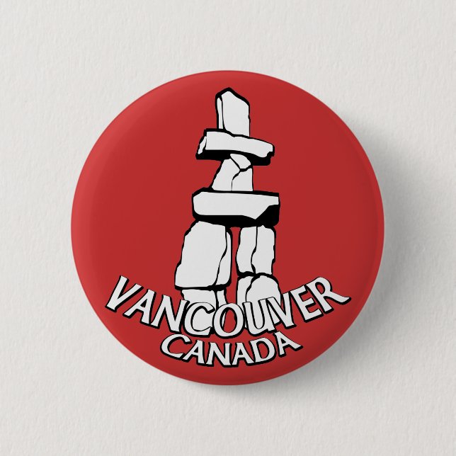 Bóton Redondo 5.08cm Vancouver Canadá Souvenir Buttons Landmark Art (Frente)