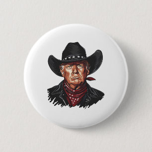 Bóton Redondo 5.08cm Vaqueiro Engraçado Ocidental Donald Trump Bandeira