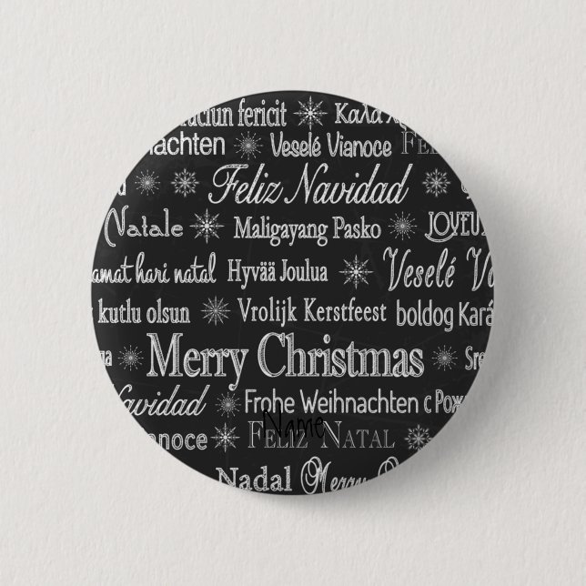 Bóton Redondo 5.08cm Várias línguas Feliz Natal Thunder_Cove (Frente)