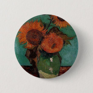 Bóton Redondo 5.08cm Vase com três girassóis, Vincent van Gogh