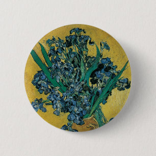 Bóton Redondo 5.08cm Vaso com Íris por Vincent van Gogh, Arte Antiga