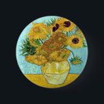 Bóton Redondo 5.08cm Vaso com os doze girassóis por Vincent van Gogh<br><div class="desc">Ao melhor de meu conhecimento estas imagens estão no dominio público e acreditado para estar livres usar-se sem limitação nos E.U. 
 Contacte-me por favor se você descobre que qualqueras um imagens não estão no dominio público.</div>