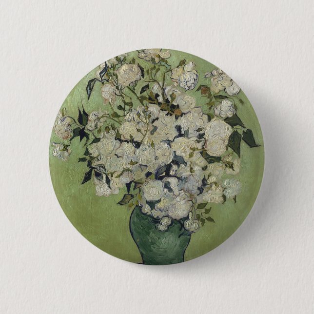 Bóton Redondo 5.08cm Vaso de Vincent van Gogh dos rosas que pintam a (Frente)