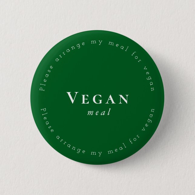 Bóton Redondo 5.08cm Vegan meal Request Badge, Dark-Green, White (Frente)