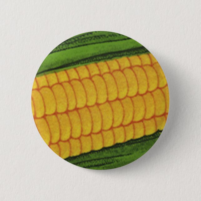 Bóton Redondo 5.08cm Vegetais de Comidas de safra; Milho Amarelo no for (Frente)