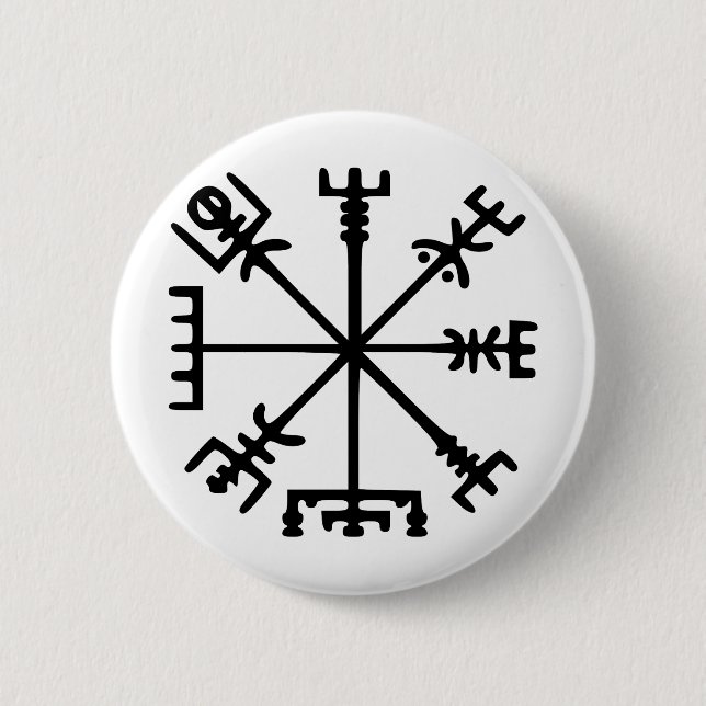 Bóton Redondo 5.08cm Vegvísir (compasso de Viking) (Frente)