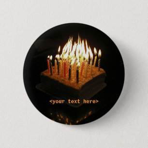 Bóton Redondo 5.08cm Velas do bolo de aniversário iluminadas, <your